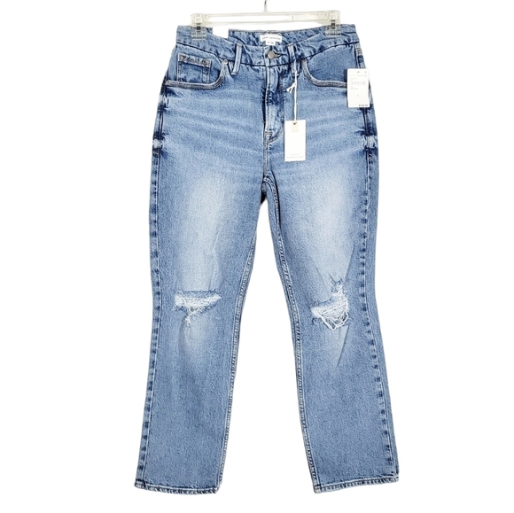 GOOD AMERICAN Good Icon Jeans NWT distressed indigo - Picture 1 of 6